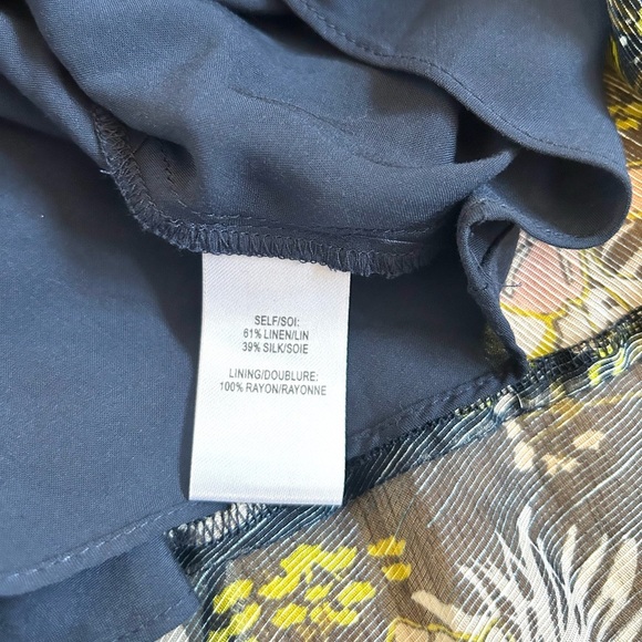 TANYA TAYLOR blaire midi dress linen-silk floral ruffle flutter faux wrap size 6 - Picture 9 of 16